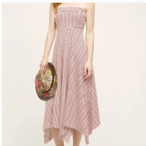 Anthropologie Maeve Coleta white and red striped dress, size Large - Picture 2 of 6